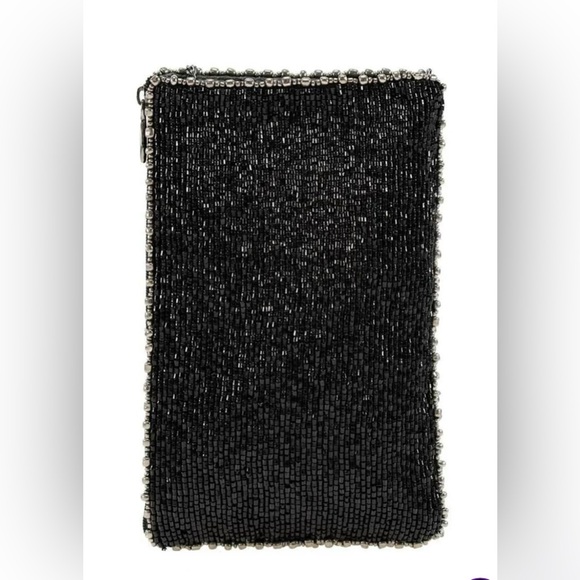 Mary Frances You’re Aces Cell Phone/Glass Black&Cream Beaded Crossbody Handbag - Picture 5 of 16